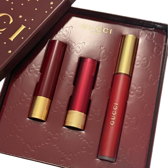 Gucci Beauty 3 Piece Rosso Ancora Lipstick Gift Set $147 - Picture 2 of 10